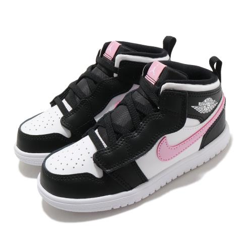 Nike 休閒鞋 Jordan 1 Mid ALT 童鞋 基本款 簡約 魔鬼氈 喬丹 小童 穿搭 白 粉 AT4613103 [ACS 跨運動]