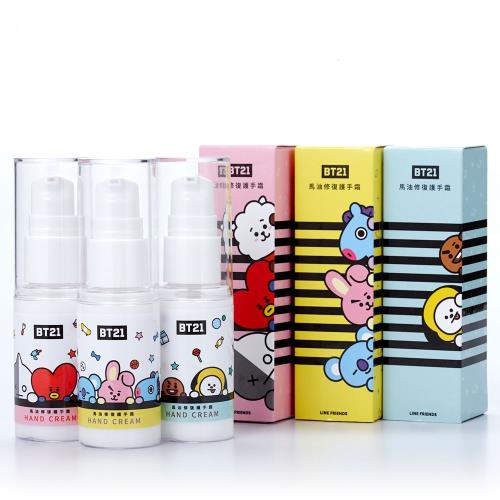 DeMon BT21馬油修復護手霜30ml X3瓶 (粉黃藍各1瓶)_東森幣特惠