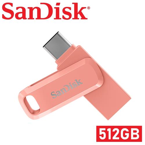 SanDisk 512GB隨身碟 150MB/s Ultra Go  USB Type-C 雙用隨身碟 蜜桃橘 OTG SDDDC3