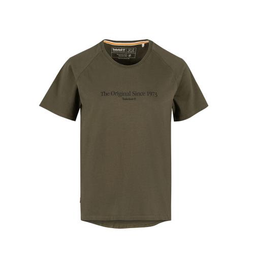 Timberland 女款軍綠色品牌LOGO寬鬆短袖T恤A2CWMA58