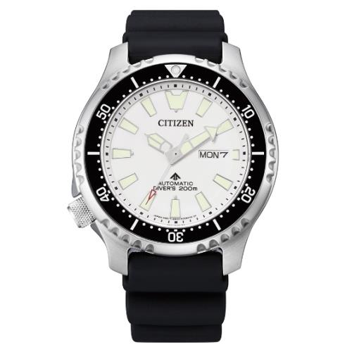 CITIZEN星辰 亞洲限定 鋼鐵河豚EX機械潛水腕錶 黑x白 NY0118-11A