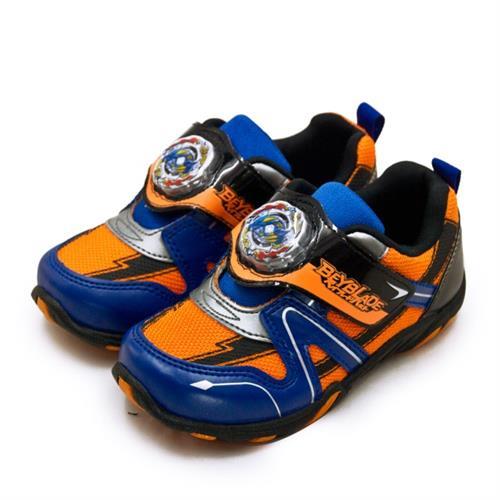 【Beyblade 戰鬥陀螺】中童 18cm-22cm 兒童電燈運動鞋 台灣製造(藍黑橘 95626)