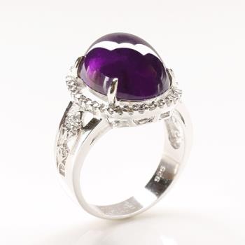 【寶石方塊】天然紫水晶戒-925銀飾-風輕雲淡