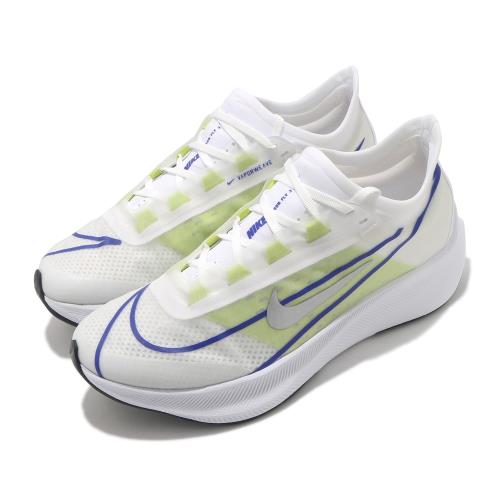 Nike 慢跑鞋 Zoom Fly 3 運動 女鞋 氣墊 舒適 避震 路跑 健身 球鞋 白 藍 AT8241104 [ACS 跨運動]