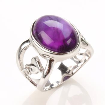 【寶石方塊】天然紫水晶戒-925銀飾-紫氣東來