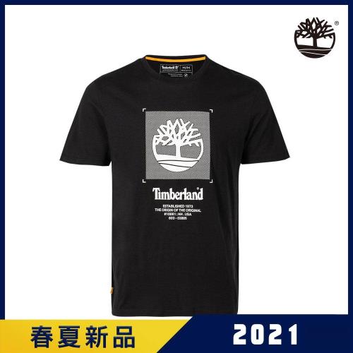 Timberland 男款黑色品牌標誌圓領短袖T恤A2D62001
