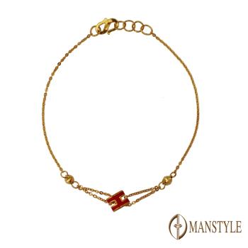 MANSTYLE 紅H字型 黃金手鍊 (約0.47錢)