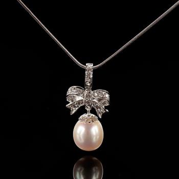【寶石方塊】天然珍珠項鍊-925銀飾-春暖花開