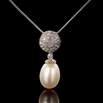 【寶石方塊】天然珍珠項鍊-925銀飾-琪花瑤草