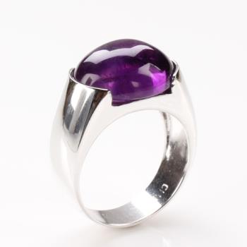 【寶石方塊】天然紫水晶戒指-925銀飾-紫芝眉宇