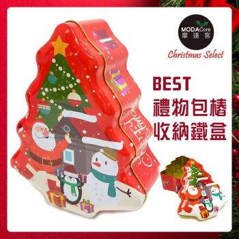 摩達客耶誕-紅面老公公雪人聖誕樹造型糖果罐擺飾-交換禮物