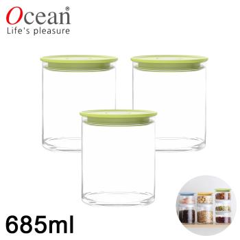 OCEAN NORMA系列儲物/儲存玻璃真空罐685ML-3入/組(綠)