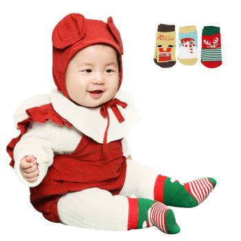 Colorland-3雙入-嬰兒耶誕襪子 童襪 聖誕交換禮物襪子