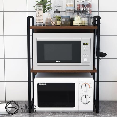 E-home 雙層防掉廚房電器收納置物架-兩色可選