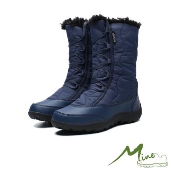 【MINE】機能防水防寒保暖時尚高筒雪靴 藍