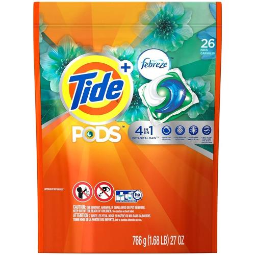 美國 Tide新一代四合一洗衣凝膠球添加Febreze30粒x3包