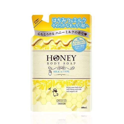 日本  第一石鹼  天然蜂蜜牛奶保濕沐浴乳 - 補充包400ml