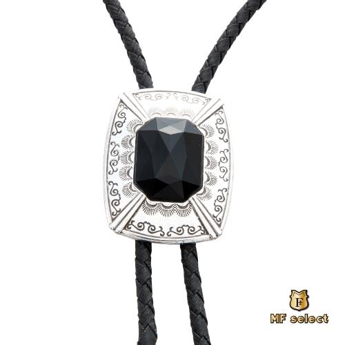 【MF select】沉潛高雅黑色寶石造型 保羅領帶 Bolo Tie 美式項鍊
