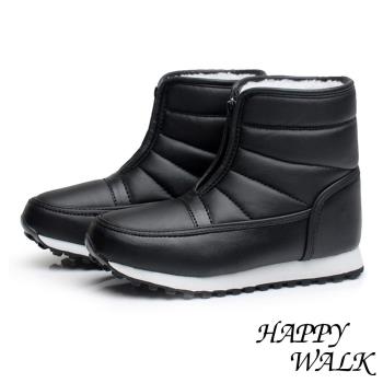 【HAPPY WALK】超保暖防水加厚時尚短筒雪靴 黑