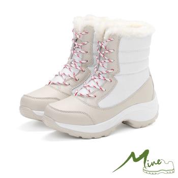 【MINE】保暖防滑防潑水造型雪靴 米