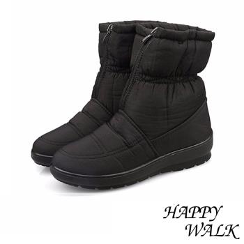 【HAPPY WALK】輕量雙層防水防滑加厚保暖雪靴 黑