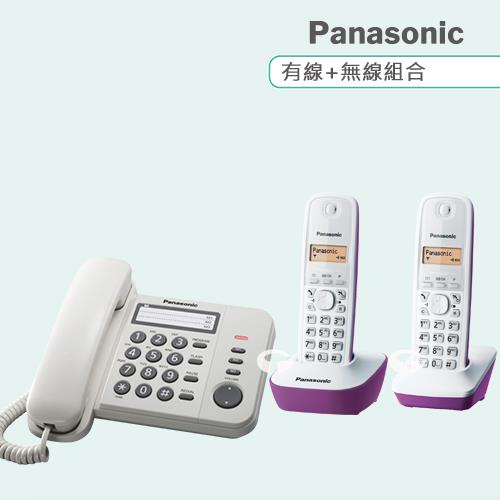 Panasonic 松下國際牌數位子母機電話組合 KX-TS520+KX-TG1612 (經典白+羅蘭紫)