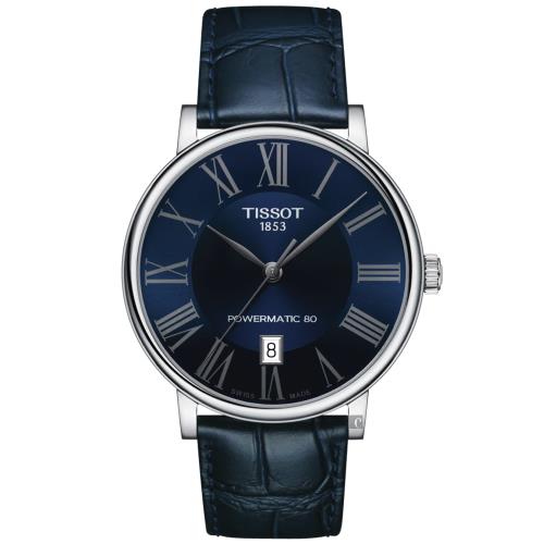 TISSOT天梭Carson羅馬機械手錶-藍/40mmT1224071604300