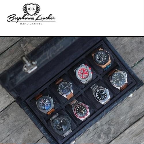 【伯倫】 Scripto-X8 復古黑 收藏型銀釦八腕錶盒