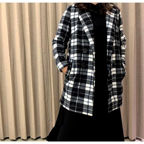 【WYPEX】秋冬女格紋珊瑚絨保暖大衣女襯衫外套