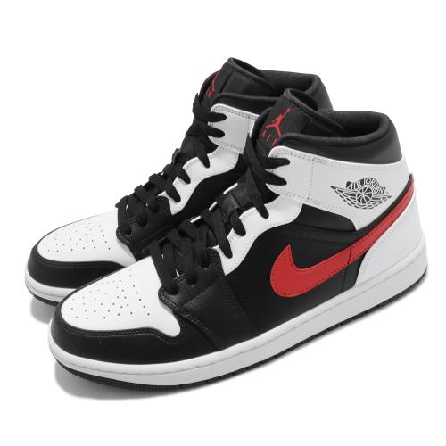 Nike 籃球鞋 Air Jordan 1 Mid 男鞋 經典款 喬丹一代 簡約 皮革 球鞋 穿搭 黑 白 554724075 [ACS 跨運動]
