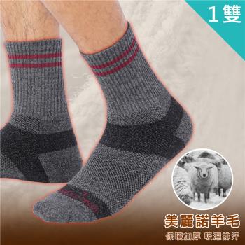 【Vital Salveo 紗比優】美麗諾羊毛登山保暖男女運動襪-深灰色( 1雙入)(吸濕排汗/保暖/除臭/登山/耐磨/臺灣製造)