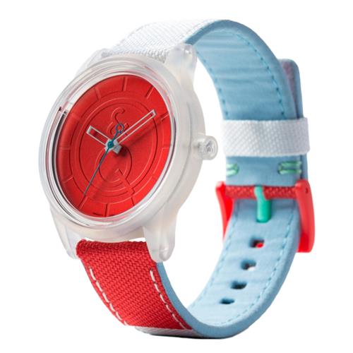 Q&Q SmileSolar 011 太陽能手錶-紅紋藍/40mm