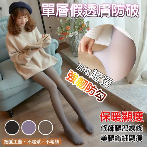 QIDINA 質感加厚刷棉 單層假透膚褲襪