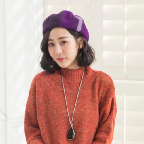 imaco 時尚英倫畫家羊毛帽(紫)