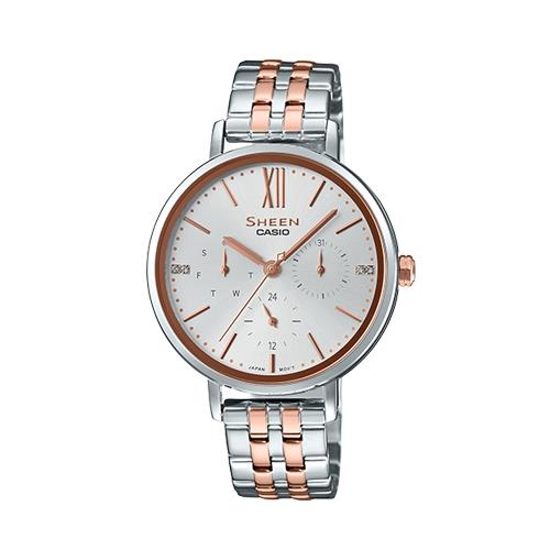 【CASIO 卡西歐】SHEEN 女錶 粉紅金 不鏽鋼錶帶 防水(SHE-3064SPG-7A)