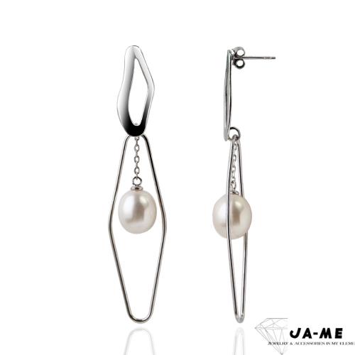 【JA-ME】925銀天然珍珠9*11mm耳環(時尚風格1)/