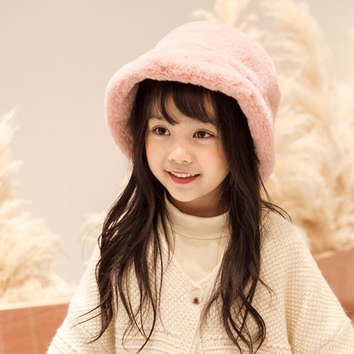 日本 BEAUTYJAPAN  兒童羊毛絨可愛抗寒保暖漁夫帽TM0126粉紅