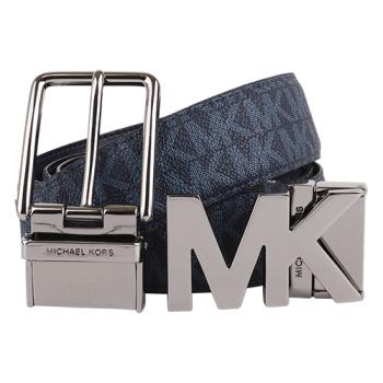 MICHAEL KORS 滿版防刮雙皮帶頭皮帶禮盒組(灰藍)