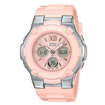 【CASIO 卡西歐】BABY-G 雙顯女錶 橡膠錶帶 夢幻粉 防水100米(BGA-110BL-4B)