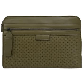 BOTTEGA VENETA 567018 穿孔造型牛皮商務大手拿包.墨綠