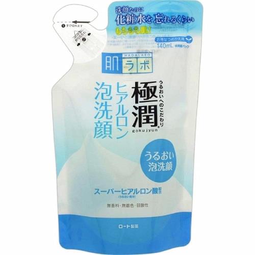 日本ROHTO 極潤泡沫洗面乳140ml補充包 -玻尿酸白
