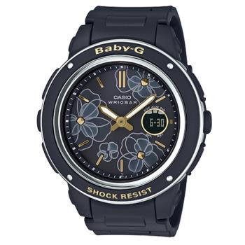 【CASIO 卡西歐】CASIO BABY-G 氣質雙顯女錶 橡膠錶帶 黑 防水100米(BGA-150FL-1A)