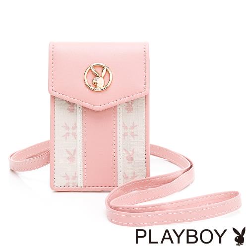 PLAYBOY -  證件套附手挽帶與頸掛繩 Bunny Poker 撲克甜心系列 - 粉色