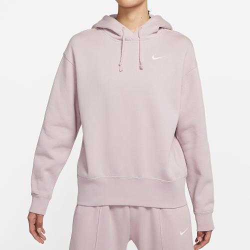 Nike Sportswear 女裝 長袖 帽T 棉質 休閒 刷毛 落肩 粉紫 CZ2591-645
