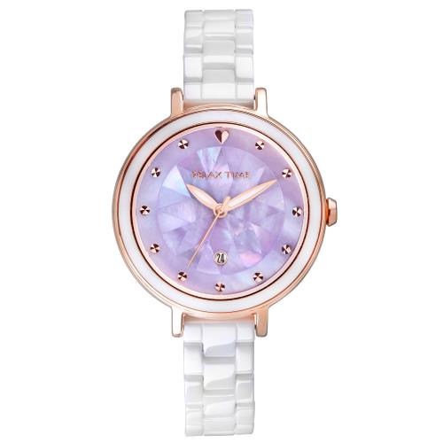 RELAX TIME 極光系列Aurora-半陶瓷腕錶 ─ 薰衣紫 (RT-92-3) / 36mm