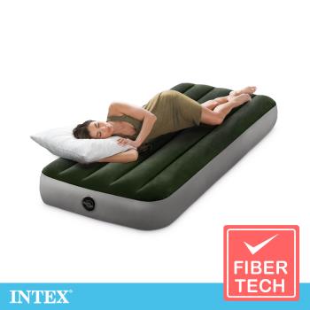 INTEX 經典單人型(fiber-tech)充氣床墊(綠絨)-寬76cm(64106)