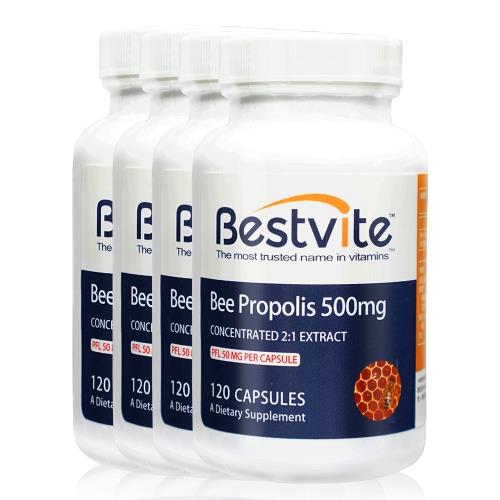 【美國BestVite】必賜力高濃縮蜂膠膠囊4瓶組 (120顆*4瓶)-網-效期至2026/8/31
