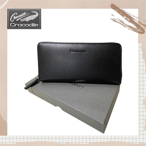 (Crocodile)鱷魚Wien拉鍊長夾／男用長夾／14卡片長夾 (黑-10407)