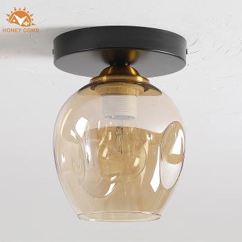 【Honey Comb】美式工業風琥珀色玻璃玄關吸頂燈(KC2155)