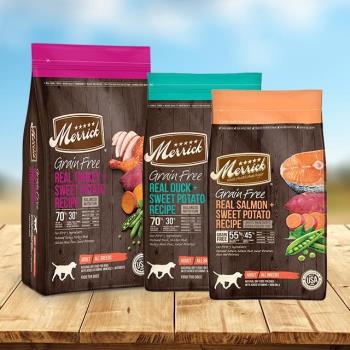 【Merrick 奇跡】無穀雞肉 犬飼料 去骨鮮肉 天然糧 均衡營養 整體健康 維持健康 幼犬 火雞肉 鴨肉 雞肉 羊肉 鮭魚 10LB